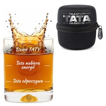SZKLANKA DO WHISKY Z NADRUKIEM DLA TATY PREZENT NA DZIEŃ OJCA + ETUI