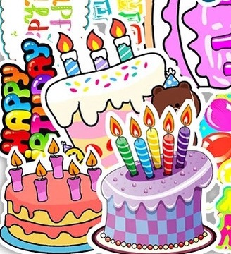 URODZINOWY MIX TORT NAKLEJKI HAPPY BIRTHDAY 50 szt