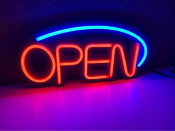 Reklama neonowa LED OPEN 50x25 cm neon + zasilacz