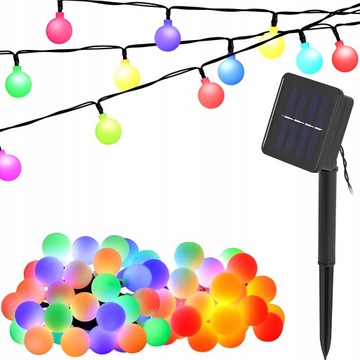GIRLANDA SOLARNA OGRODOWA KOLOROWA WODOODPORNA 7M