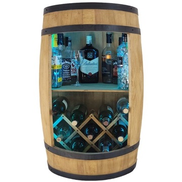 RGB LED барная бочка с винной подставкой, СВЕТЛЫЙ ДУБ