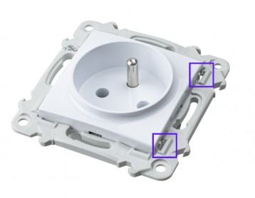 Ospel Szafir, gniazdo podwójne z uziemieniem, z ramką, biały