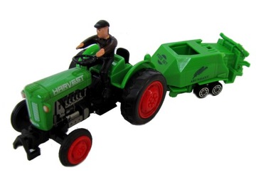 mini TRAKTOR + PRZYCZEPA maszyna rolnicza + ROLNIK