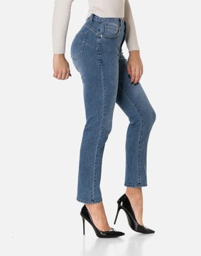 Jasne Jeansy Rurki Spodnie Damskie Dżinsy Push-Up z Wysokim Stanem 2156 W37