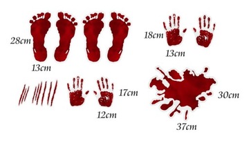 Наклейки СЛЕДЫ КРОВИ Хэллоуин УКРАШЕНИЯ Красные Кровавые Руки Ноги Кровь