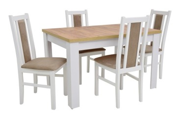 zestaw 4 białe krzesła do kuchni i SOLIDNY rozkładany stół DĄB 80x120/160