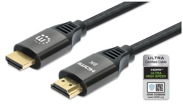 Сверхскоростной кабель Manhattan HDMI 2.1 с Ethernet, 1 м, 8K*60 Гц, в оплетке