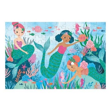 Puzzle z brokatem Syrenki 100 el. - układanka dla dzieci, 5+, Mudpuppy