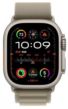 Apple Watch Ultra 2 LTE, титановый корпус, 49 мм, с петлей Alpine Loop S — оливкового цвета