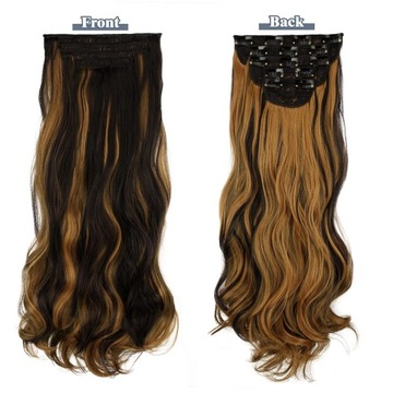 СИНТЕТИЧЕСКИЕ ВОЛОСЫ ЧЕРНО-КОРИЧНЕВЫЕ НАРАЩЕННЫЕ ВОЛОСЫ С ЗАЖИМАМИ