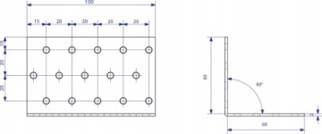 Уголок столярный KM6 60x60x100x2.0 50sz