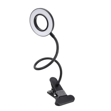 LAMPKA LUPA LED SNAKE RING NA BIURKO CZARNA