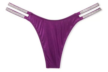 Stringi Victoria's Secret gładkie z błyszczącymi cyrkoniami fiolet S
