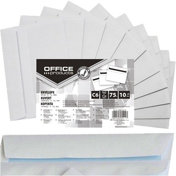 KOPERTA SAMOKLEJĄCA C6 OFFICE PRODUCTS BIAŁA SK 114x162 MM 10 SZTUK