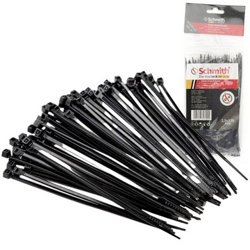 OPASKI ZACISKOWE KABLOWE TRYTKA 2,5x120 NYLONOWA CZARNA 100szt SCHMITH