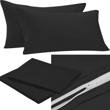 POSZEWKA NA PODUSZKĘ 40 X 80 CM 2 SZT ZAMEK BAWEŁNIANA CZARNA
