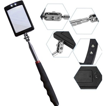 ТЕЛЕСКОПИЧЕСКОЕ КОНТРОЛЬНОЕ ЗЕРКАЛО НА СОЕДИНЕНИИ, ПОДСВЕТКА СВЕТОДИОДНЫМИ ДИОДАМИ 88 СМ