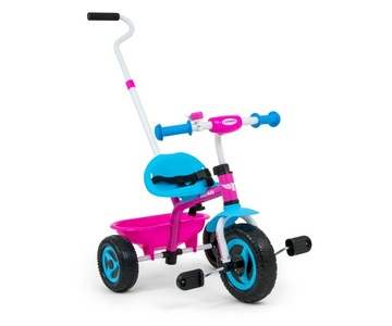 Rowerek trójkołowy z rączką dla dzieci Turbo Candy różowy Milly Mally