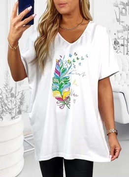 ФУТБОЛКА ХЛОПКОВАЯ ФУТБОЛКА БАБОЧКА ПЕРО ПЛЮС РАЗМЕР V вырез 2XL-5XL T54