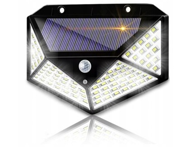 LAMPA SOLARNA 100 LED Z CZUJNIKIEM ZMIERZCHU RUCHU ELEWACYJNA NAŚCIENNA