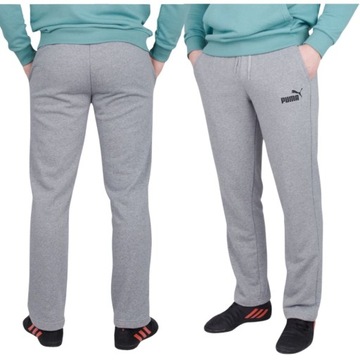 Męskie Spodnie Dresowe Puma Bawełniane Prosta Nogawka Szare r. 4XL