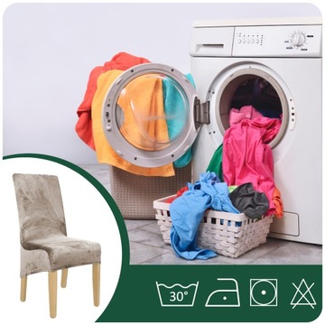 НАБОР ИЗ 4 ШТ. Чехлы для стульев XL COOL BEIGE ПЛОТНЫЙ ВЕЛУР