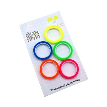 5 Roll 5 Colors Stickers Transparent Fluorescent Index Tabs Flags 5m Sticky