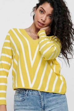 Only żółty sweter w paski M