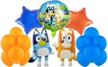 ZESTAW BALON BALONY FOLIOWY PIESKI BLUEY BINGO URODZINY HEL PREZENT 15szt