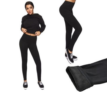 LEGGINSY Getry Damskie OCIEPLANE CIEPŁE BAWEŁNIANE BAWEŁNA PREMIUM M/L