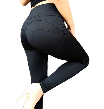 Legginsy wysoki stan czarne Push Up antycellulit