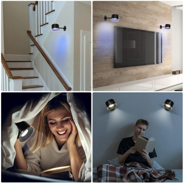 МАГНИТНАЯ НАСТЕННАЯ ЛАМПА RGB, ВРАЩАЮЩАЯСЯ НА 360°, ПОДХОДИТ ДЛЯ ЛЕСТНИЦ/КОРИДОРОВ