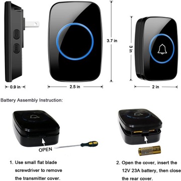 1x музыкальный колокол беспроводной дверь+2 получателя