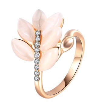 Luksusowy piękny pierścionek w kształcie liścia Renu Moda 7