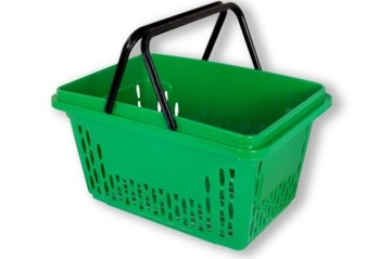 Зеленая пластиковая корзина для покупок 28л.