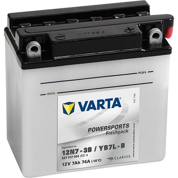 Akumulator motocyklowy Varta YB7L-B 12N7-3B 12V 7Ah 74A P+