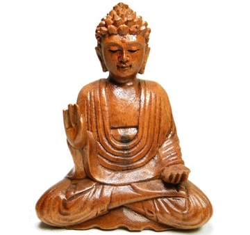Rzeźba Medytujący BUDDA Figurka Drewno 11cm Rękodz