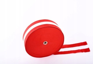 TAŚMA OSTRZEGAWCZA MATERIAŁOWA BIAŁO-CZERWONA 100M