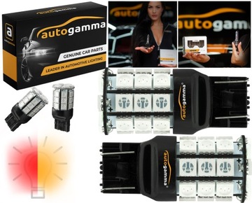 Żarówki W21/5W WY21/5W LED 7443 Dual 30xSMD 5050 Czerwony Pomarańczowy 2szt