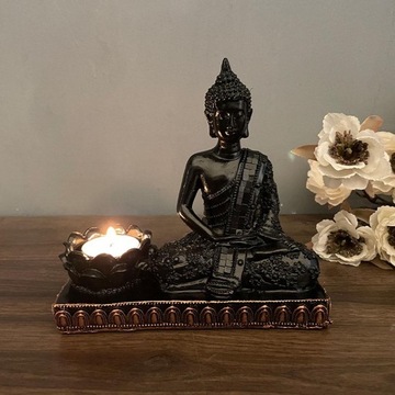 Meditating Buddha Tealight Holder Scented Candle Holder Zen Home Black