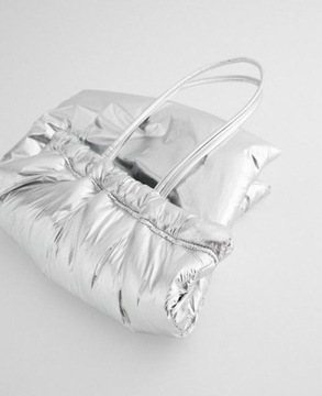 ZARA * МЕТАЛЛИЧЕСКАЯ СУМКА-ШОППЕР, СУМКА НА ПЛЕЧЕ
