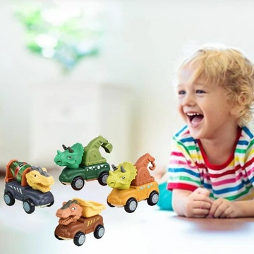 4 шт. Динозавры Транспортный автомобиль Kawaii Транспортный грузовик Откат назад Откат назад