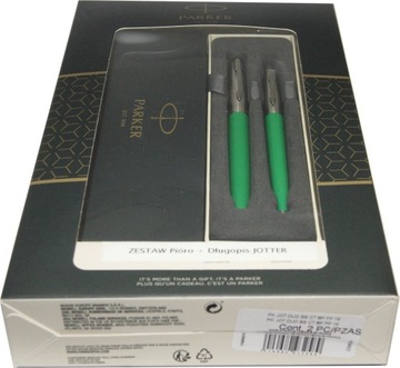 PARKER DŁUGOPIS + PIÓRO WIECZNE JOTTER Zielony