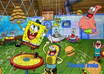 Puzzle z motywem Spongebob 96el + imię GRATIS - Różne Wzory!!