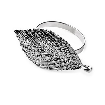 SREBRNY SERWETNIK METALOWY GLAMOUR LIŚĆ ADRIANNE