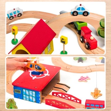 Деревянные рельсовые пути Локомотив + вагоны