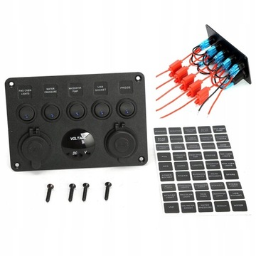 5 GANG PANEL PRZEŁĄCZNIKÓW 12-24V DO SAMOCHODÓW