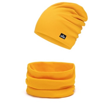 Czapka + komin komplet dwuwarstwowy C. Żółty 48-50