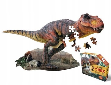 PREZENT DLA DZIEWCZYNKI 10 LAT PUZZLE KONTUROWE T-REX, 100 el. MADD CAPP