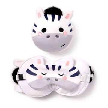Poduszka Pluszowa Podróżna i maska na oczy Relaxeazzz Zebra CUSH312